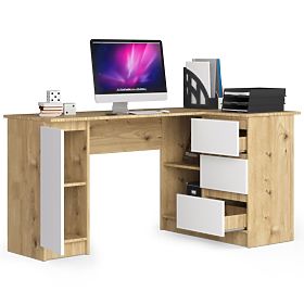 Corner Desk B20 155 cm Right - PK Artisan Oak-White - 3 Drawers