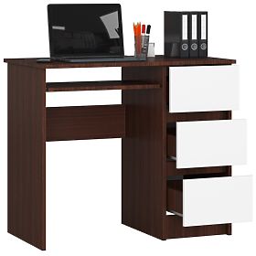 DESK A-6 CLP WENGE - WHITE RIGHT-SIDED