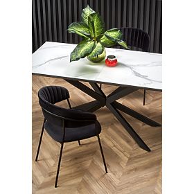DIESEL extendable table top - white marble / dark gray, legs - black (2p=1pc)