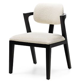 Dining Chair Apulia, Cream/Black, Mahogany Wood, Boucle