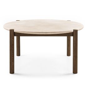 Dining Table Bruna, 150 cm, Round, Mocha Oak/Cream Marble