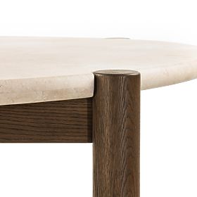 Dining Table Bruna, 150 cm, Round, Mocha Oak/Cream Marble