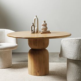 Dining Table Calvari 120 cm, Round, Mango Wood, Rounded Shapes