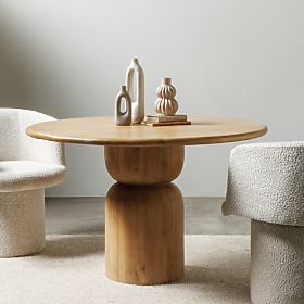 Dining Table Calvari 120 cm, Round, Mango Wood, Rounded Shapes