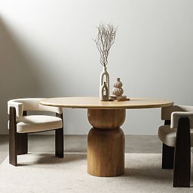Dining Table Calvari 140 cm, Oval, Mango Wood, Rounded Shapes