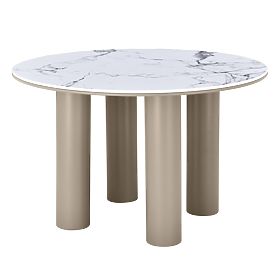 Dining Table Kairo 120 cm, Round, Dark Beige, Marble