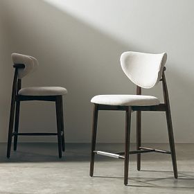 Domenico Bar Stool Beige/Walnut