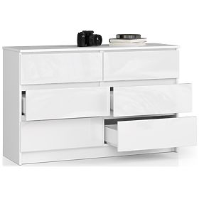 DRESSER K120 6 DRAWERS CLP PK WHITE GLOSS