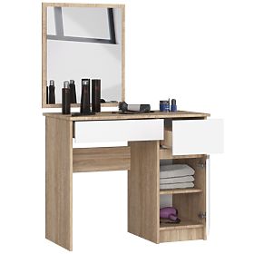 Dressing Table with Mirror CLP P-2/SL RIGHT OAK SONOMA / WHITE