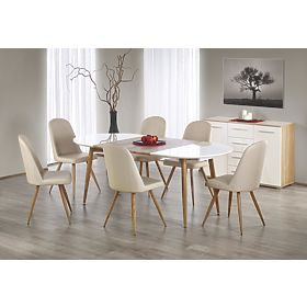 EDWARD Extendable Table Honey Oak / White; Legs: Honey Oak (2p=1pc)
