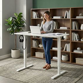 Electric Height Adjustable Desk 120x60 cm, Height 72-117 cm, White ModernHome, MODERNHOME