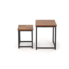 ELZA Set of 2 Benches, Walnut/Black (1p=1pc)