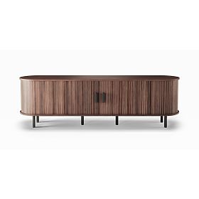 Enclosed TV Cabinet Gliss, Rounded, Slats, Dark Walnut