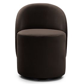 Enzo Swivel Chair, Rounded Shapes, Chocolate/Espresso, Velvet