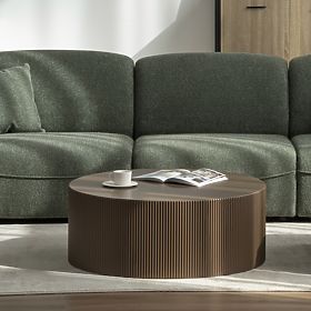 Ermanno Coffee Table, 90 cm, Mocha, Grooved