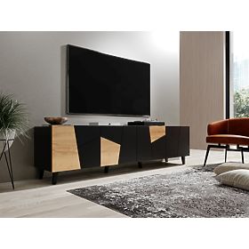 ETNA TV Cabinet Black Matte/ Black Matte/ Craft Oak