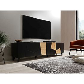 ETNA TV Cabinet Black Matte/ Black Matte/ Craft Oak