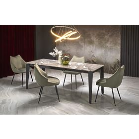 FELIX extendable table, top - gray marble, legs - black (2p=1pc)