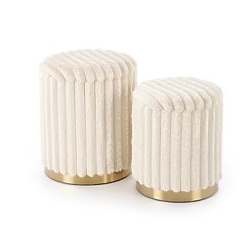 FIDO Set of 2 Poufs, Cream/Gold (1p=1set)