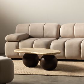 Fluf Big 2-Piece Modular Sofa, Light Beige, Velvet