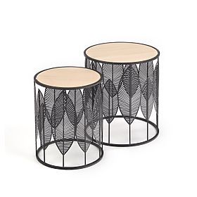 FOLLA set of 2 benches black / natural (1p=1pc)