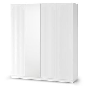 Four-Door Wardrobe Neroli, Grooves in Arch/Mirror, White