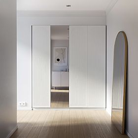 Four-Door Wardrobe Neroli, Grooves in Arch/Mirror, White