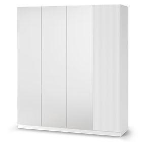 Four-Door Wardrobe Neroli, Mirror/Simple Grooves, White