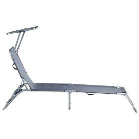 Garden Lounger with Adjustable Canopy Grey, MultiGarden