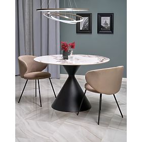 GARET Round Table, White Marble / Black (2p=1pc), Halmar