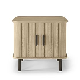 Gliss Nightstand, Rounded, Slats, Light Oak
