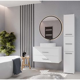 Hanging Bathroom Cabinet NEL 80 White with 2 Drawers Under Sink