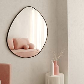 Hanging Mirror in Black Frame Alonzo, 64x60 cm, Irregular Shape