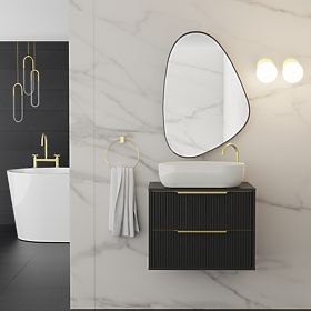 Hanging Mirror in Black Frame Libia, 76x51 cm, Irregular Shape