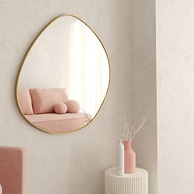Hanging Mirror in Gold Frame Alonzo, 64x60 cm, Irregular Shape