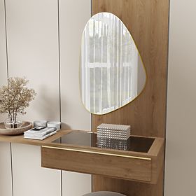 Hanging Mirror in Gold Frame Libia, 76x51 cm, Irregular Shape