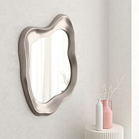 Hanging Mirror Leonardo, 60x90 cm, Irregular Shape, Gray-Beige
