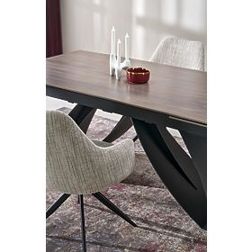 HILARIO extendable table, top - walnut, legs - black (3p=1pc)