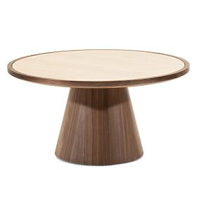 Kyoto Coffee Table 80 cm, Round, Travertine/Walnut