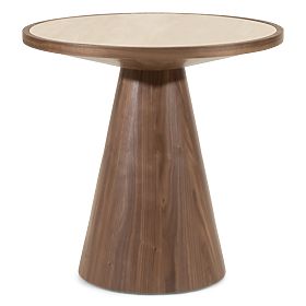 Kyoto Side Table 60 cm, Round, Travertine/Walnut