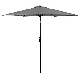 Large Tilted Garden Parasol with Crank 6 Ribs Grey 270 cm