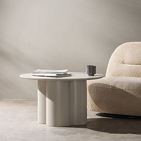 Lazaro Coffee Table 80 cm, Round, Gray-Beige