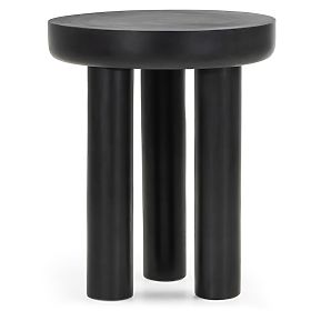 Limali Side Table 50 cm, Round, Black, Mango Wood, Rounded Shapes