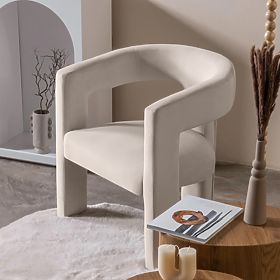 Lory Relaxation Armchair, Light Beige, Velvet