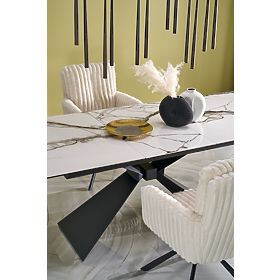 LUCIANO extendable table, top: white marble (2p=1pc)
