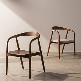 Ludvika Wooden Chair, Rounded, Walnut