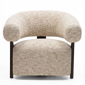 Maribel Relaxation Chair Beige-Grey/Walnut, Rounded Shape