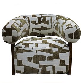 Maribel Relaxation Chair Olive-Cream/Walnut, Rounded Shapes