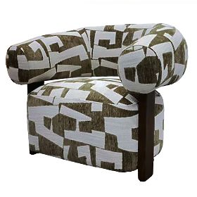 Maribel Relaxation Chair Olive-Cream/Walnut, Rounded Shapes