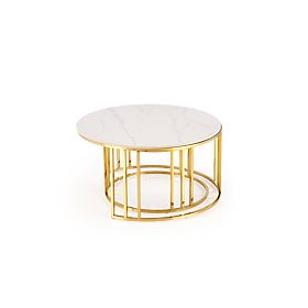 MERCURY 3 set of 2 benches, color: white marble / gold (2p=1pc), Halmar